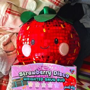 🍓Strawberry Disco Weighted Snug Plush 🍓Pink Sky Focus Relaxation Stuffed Berry